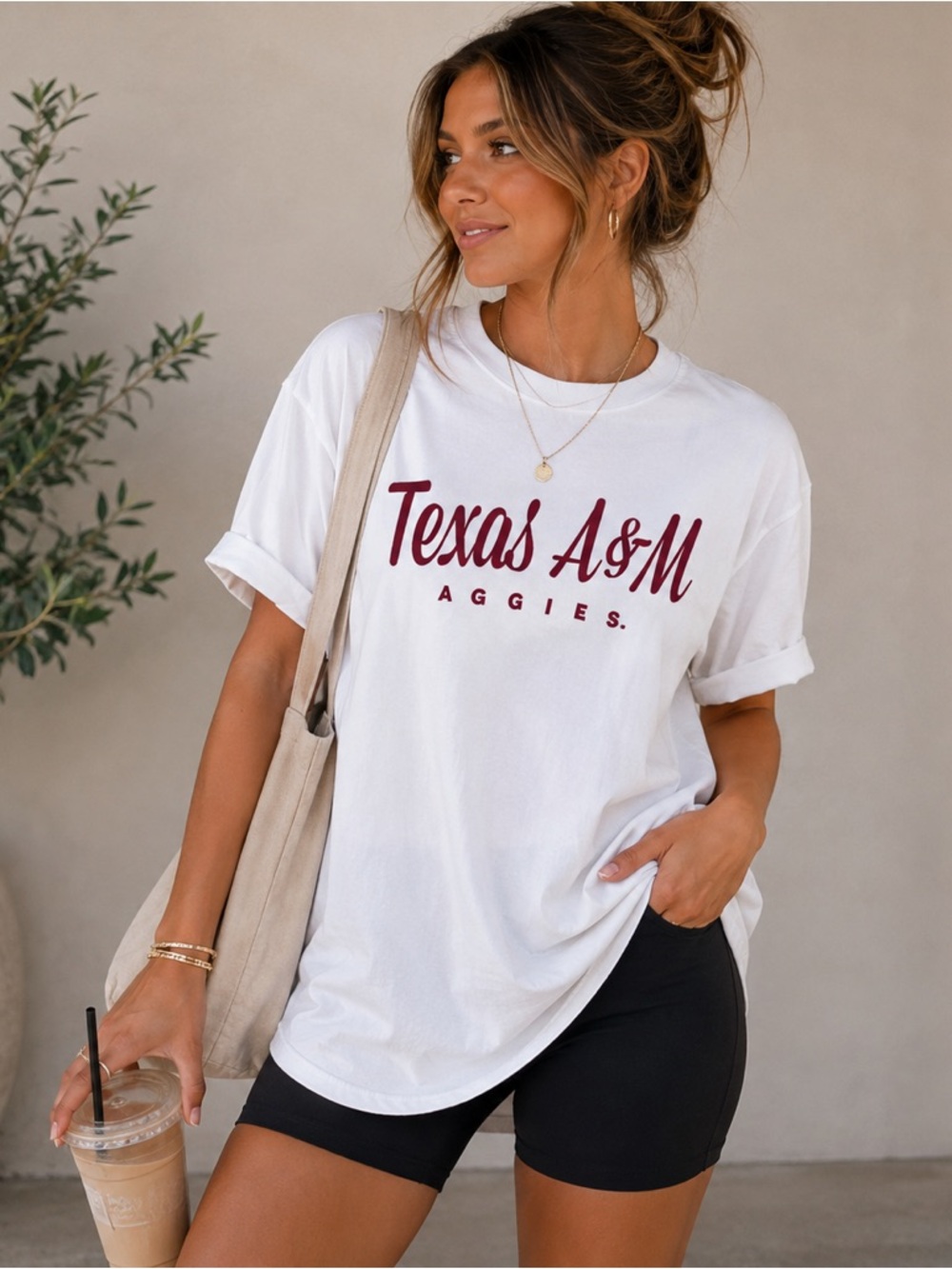 NWT Three Square Texas A&M Aggies Graphic Tee White Curved Hem - Size XL